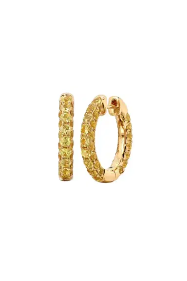 GRAZIELA Yellow Sapphire 3 Sided Hoop Earrings | Thumbnail 1