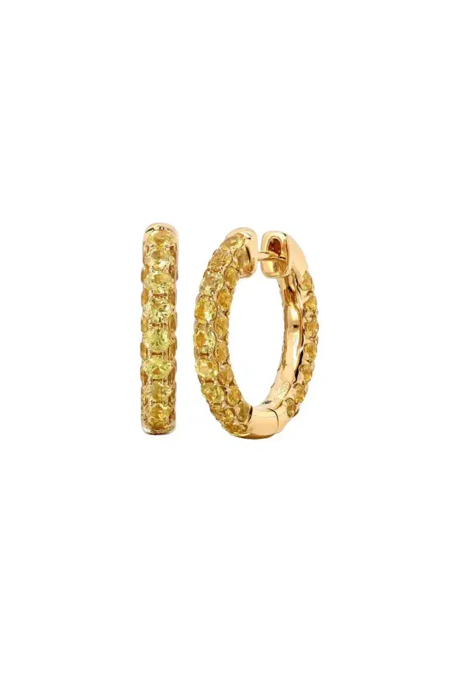 GRAZIELA Yellow Sapphire 3 Sided Hoop Earrings