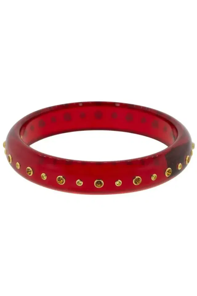 MARK DAVIS Yellow Sapphire and Citrine Red Bakelite Bangle