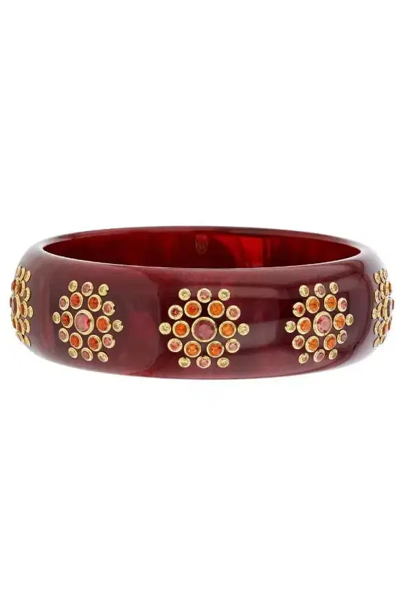 MARK DAVIS Yellow Sapphire Burgundy Bakelite Bangle