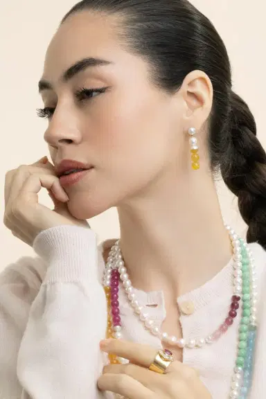 YUTAI Yellow Sapphire Pearl Sectional Earrings | Thumbnail 4 YUTAI Yellow Sapphire Pearl Sectional Earrings | Thumbnail 4