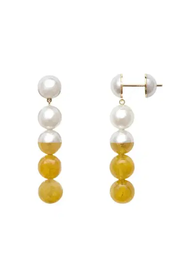 YUTAI Yellow Sapphire Pearl Sectional Earrings | Thumbnail 1 YUTAI Yellow Sapphire Pearl Sectional Earrings | Thumbnail 1