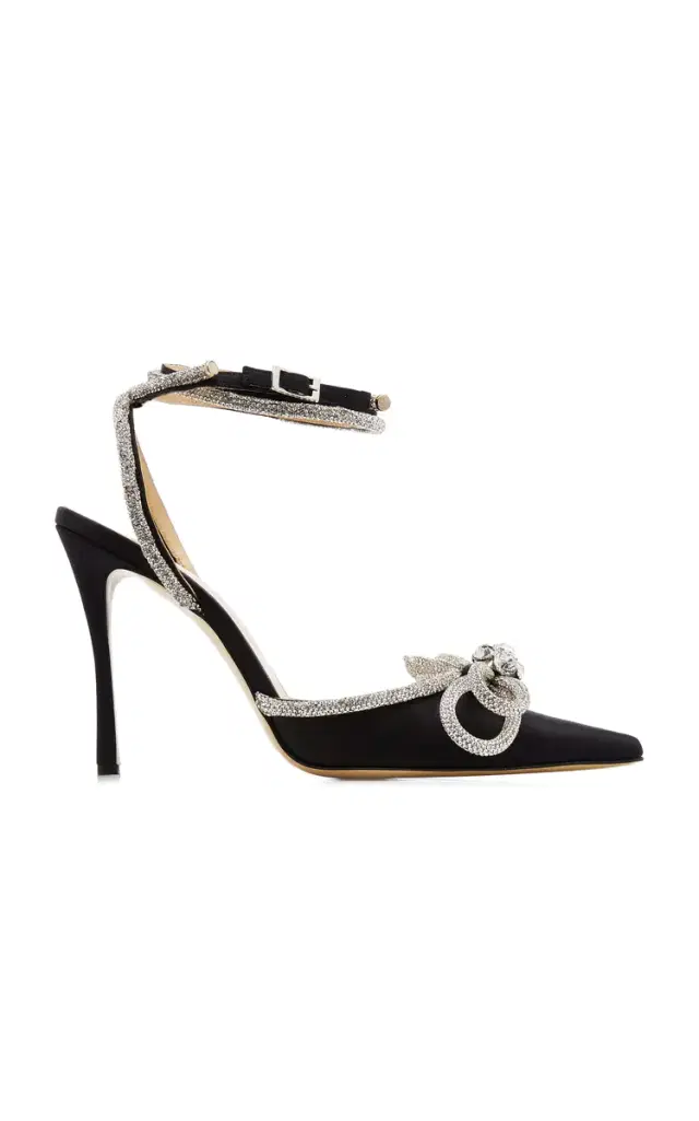 Mach & Mach Double Bow Crystal-Embellished Satin Pumps