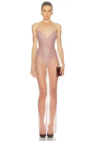 Alex Perry Crystal Mesh Column Dress