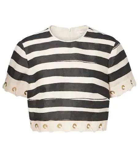 Zimmermann Rebellion striped linen crop top
