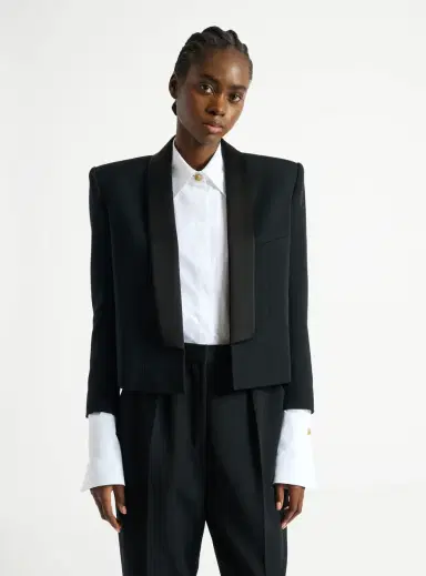 Balmain Cropped grain de poudre jacket | Thumbnail 5 Balmain Cropped grain de poudre jacket | Thumbnail 5