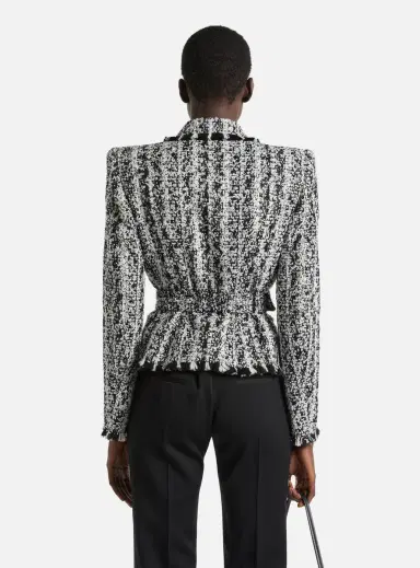 Balmain Two-tone tweed belted jacket | Thumbnail 2