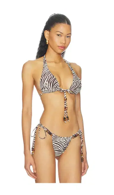 NICHOLAS Malta Bikini Top With Center Beaded Ties | Thumbnail 2 NICHOLAS Malta Bikini Top With Center Beaded Ties | Thumbnail 2