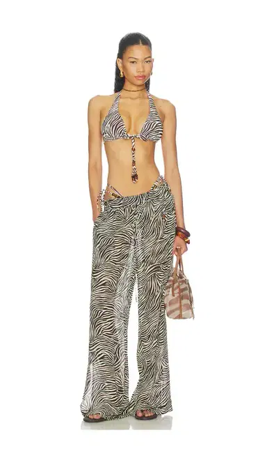 NICHOLAS Malta Bikini Top With Center Beaded Ties | Thumbnail 4 NICHOLAS Malta Bikini Top With Center Beaded Ties | Thumbnail 4