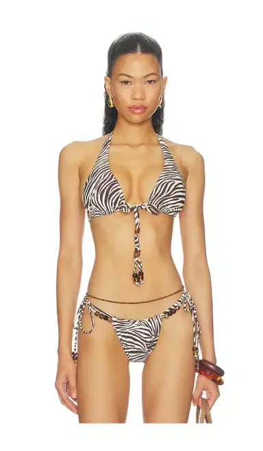 NICHOLAS Malta Bikini Top With Center Beaded Ties | Thumbnail 1 NICHOLAS Malta Bikini Top With Center Beaded Ties | Thumbnail 1