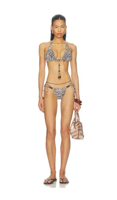 NICHOLAS Leni Double Strap Bikini Bottom With Beads At Hip | Thumbnail 4