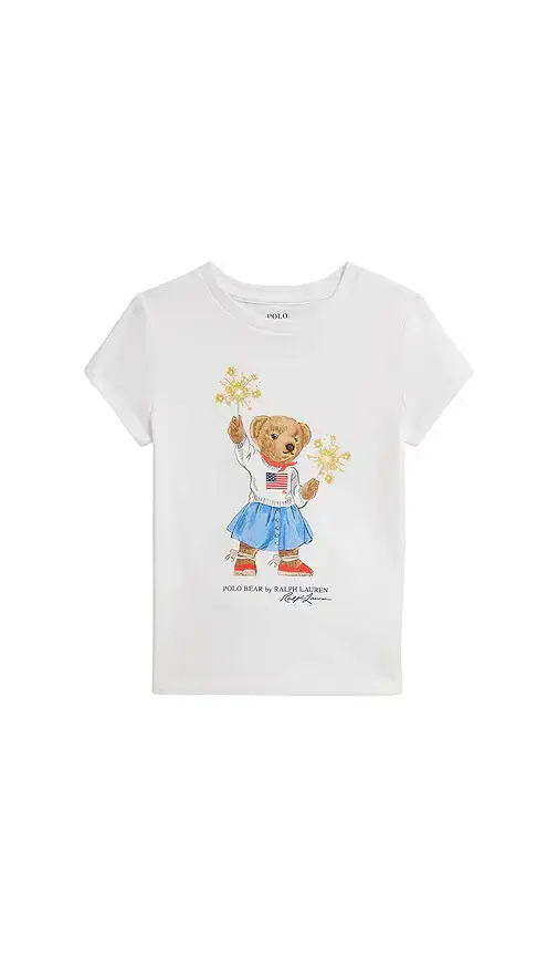 Kids Short Sleeve Jersey Knit Sparkler Bear Graphic T-shirt