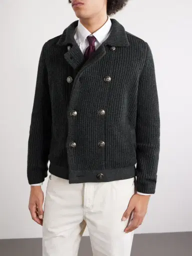 Brunello Cucinelli Double-Breasted Ribbed Cashmere Cardigan - Men | Thumbnail 3 Brunello Cucinelli Double-Breasted Ribbed Cashmere Cardigan - Men | Thumbnail 3