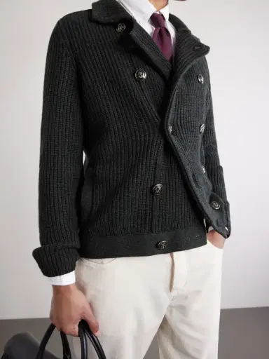 Brunello Cucinelli Double-Breasted Ribbed Cashmere Cardigan - Men | Thumbnail 5 Brunello Cucinelli Double-Breasted Ribbed Cashmere Cardigan - Men | Thumbnail 5