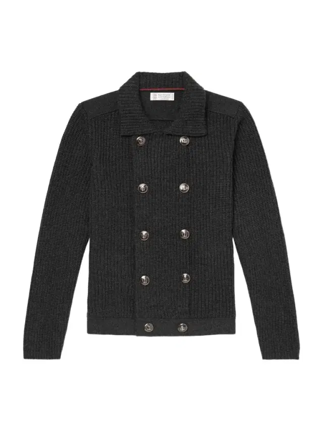 Brunello Cucinelli Double-Breasted Ribbed Cashmere Cardigan - Men