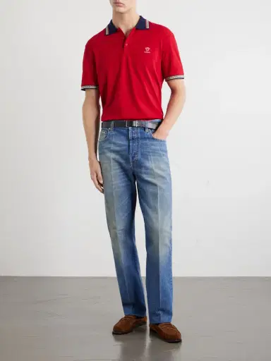 Versace Logo-Embroidered Cotton-Piqué Polo Shirt - Men | Thumbnail 2 Versace Logo-Embroidered Cotton-Piqué Polo Shirt - Men | Thumbnail 2