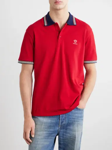 Versace Logo-Embroidered Cotton-Piqué Polo Shirt - Men | Thumbnail 3 Versace Logo-Embroidered Cotton-Piqué Polo Shirt - Men | Thumbnail 3