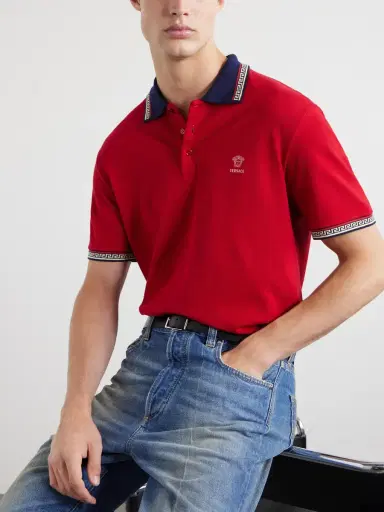 Versace Logo-Embroidered Cotton-Piqué Polo Shirt - Men | Thumbnail 5 Versace Logo-Embroidered Cotton-Piqué Polo Shirt - Men | Thumbnail 5