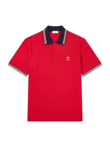 Versace Logo-Embroidered Cotton-Piqué Polo Shirt - Men | Thumbnail 1 Versace Logo-Embroidered Cotton-Piqué Polo Shirt - Men | Thumbnail 1