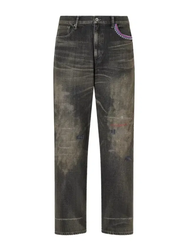 Savage Straight -Leg Bead-Embellished Distressed Jeans - Men