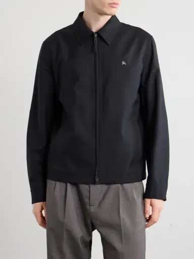 Burberry Logo-Embroidered Wool Zip-Up Blouson Jacket - Men | Thumbnail 3
