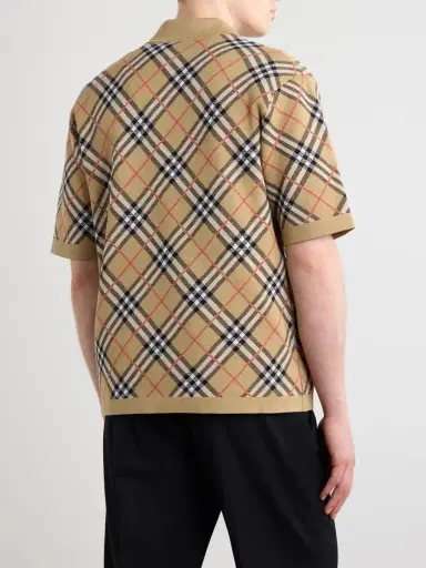 Burberry Checked Cotton-Blend Polo Shirt - Men | Thumbnail 4