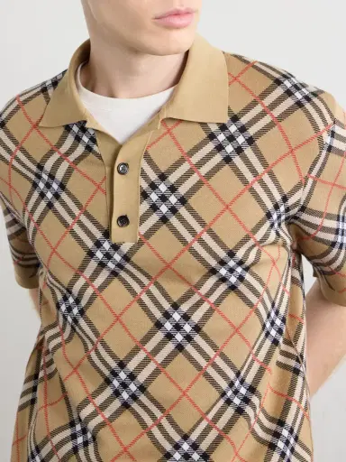 Burberry Checked Cotton-Blend Polo Shirt - Men | Thumbnail 5