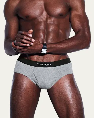 Tom Ford Men's Jacquard Logo Cotton Briefs | Thumbnail 2