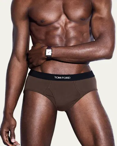 Tom Ford Men's Jacquard Logo Cotton Briefs | Thumbnail 2