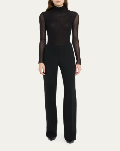 Fuzzi Long-Sleeve Turtleneck Tulle Blouse | Thumbnail 2 Fuzzi Long-Sleeve Turtleneck Tulle Blouse | Thumbnail 2