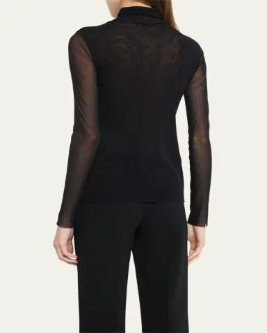 Fuzzi Long-Sleeve Turtleneck Tulle Blouse | Thumbnail 3 Fuzzi Long-Sleeve Turtleneck Tulle Blouse | Thumbnail 3