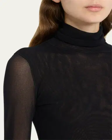 Fuzzi Long-Sleeve Turtleneck Tulle Blouse | Thumbnail 5 Fuzzi Long-Sleeve Turtleneck Tulle Blouse | Thumbnail 5