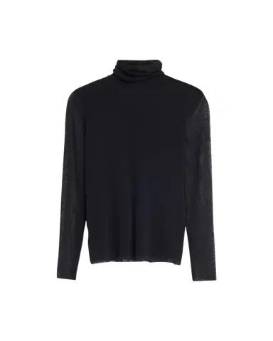 Fuzzi Long-Sleeve Turtleneck Tulle Blouse | Thumbnail 1 Fuzzi Long-Sleeve Turtleneck Tulle Blouse | Thumbnail 1