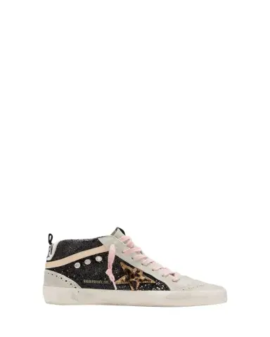 Golden Goose Mid Star Glitter Leopard Wing-Tip Sneakers | Thumbnail 1 Golden Goose Mid Star Glitter Leopard Wing-Tip Sneakers | Thumbnail 1