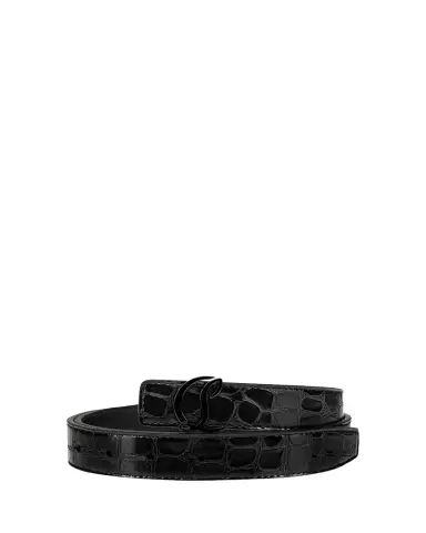 Christian Louboutin CL Logo Belt 25MM in Alligator Embossed Leather | Thumbnail 1