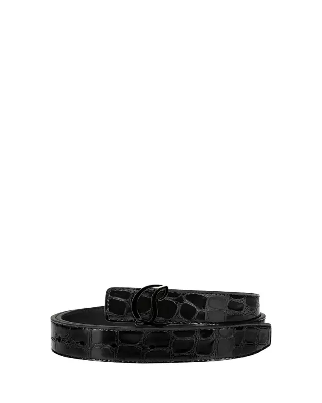 CL Logo Belt 25MM in Alligator Embossed Leather