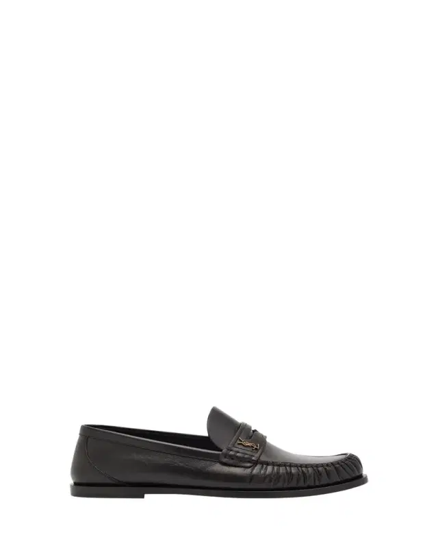 Saint Laurent Leather YSL Classic Penny Loafers