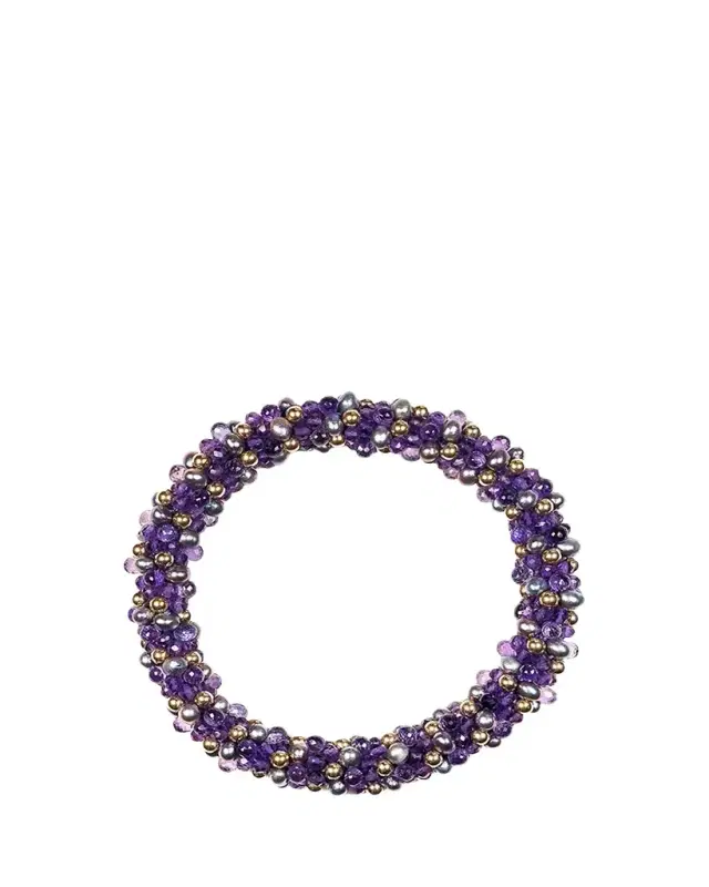Meredith Frederick 14K Amethyst and Freshwater Pearl Terry Bracelet