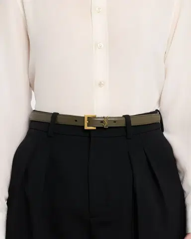 Saint Laurent YSL Monogram Leather Belt | Thumbnail 3
