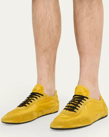 Prada Men's Collapse Nylon and Suede Low-Top Sneakers | Thumbnail 2