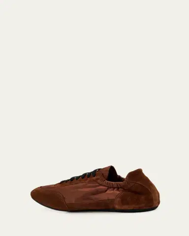 Prada Men's Collapse Nylon and Suede Low-Top Sneakers | Thumbnail 11