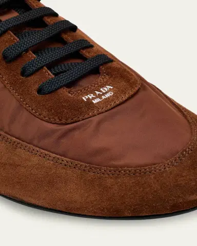 Prada Men's Collapse Nylon and Suede Low-Top Sneakers | Thumbnail 12