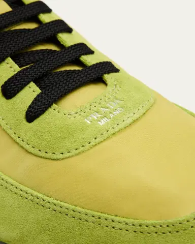 Prada Men's Collapse Nylon and Suede Low-Top Sneakers | Thumbnail 16