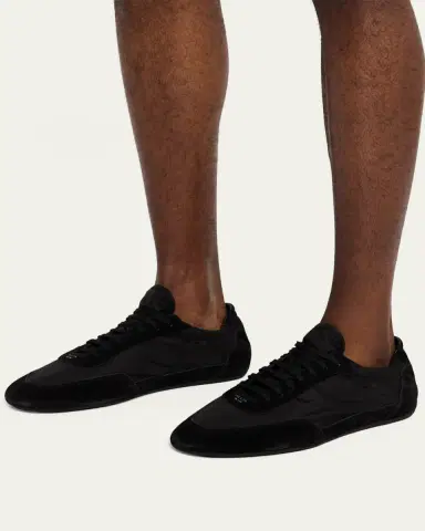 Prada Men's Collapse Nylon and Suede Low-Top Sneakers | Thumbnail 5