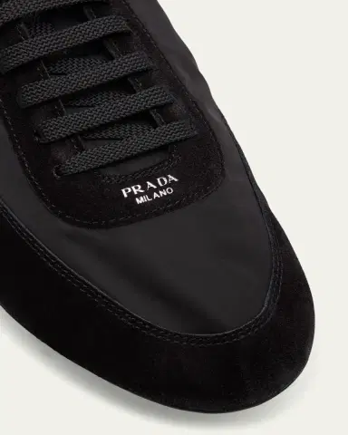 Prada Men's Collapse Nylon and Suede Low-Top Sneakers | Thumbnail 8