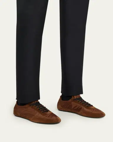 Prada Men's Collapse Nylon and Suede Low-Top Sneakers | Thumbnail 9