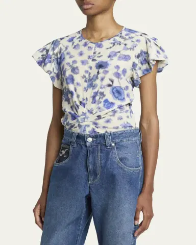 Isabel Marant Tullya Printed Draped Stretch Silk Top | Thumbnail 4 Isabel Marant Tullya Printed Draped Stretch Silk Top | Thumbnail 4