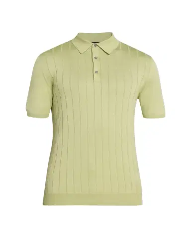 Kiton Men's Wide Rib Sea Island Cotton Polo Sweater | Thumbnail 1