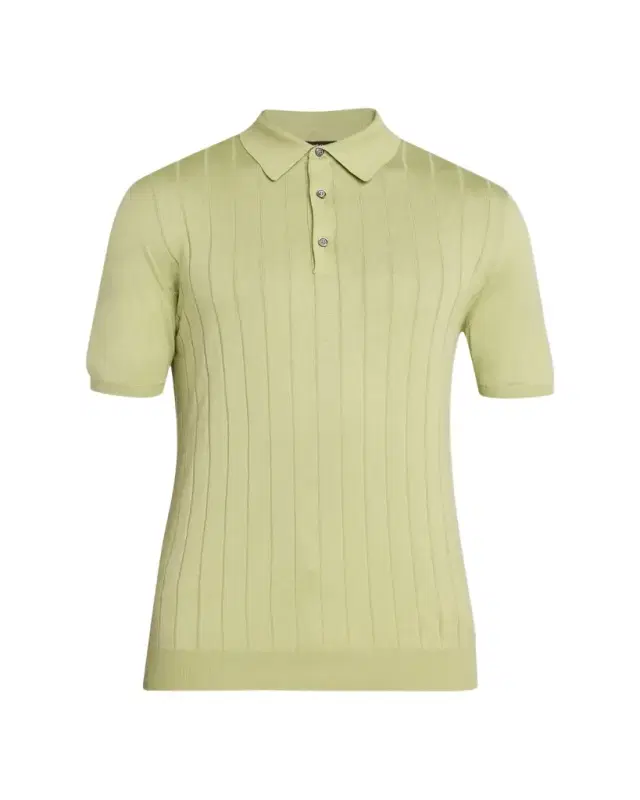 Men's Wide Rib Sea Island Cotton Polo Sweater