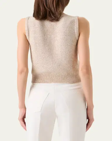 Akris Linen-Cotton Micro Sequin Sleeveless Knit Top | Thumbnail 3 Akris Linen-Cotton Micro Sequin Sleeveless Knit Top | Thumbnail 3
